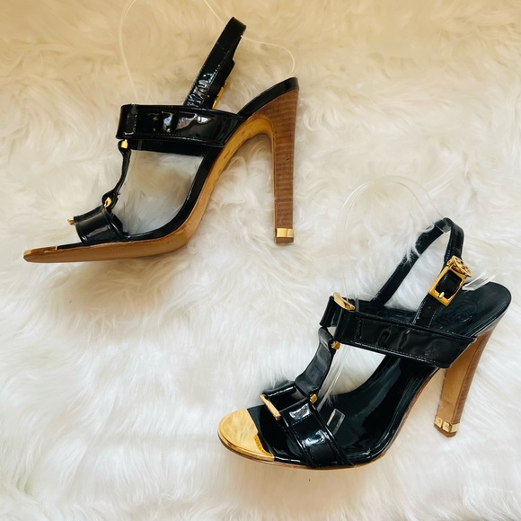 TORY BURCH Logo Patemt Heeled Slingback Sandals - Picture 4 of 10